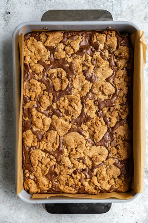 These brookies are made with an easy chocolate chip cookie dough thats dolloped on top of a one bowl batter brownie recipe. The result is a thick, chewy, and fudgy brookie that has crispy edges and a chewy center. This 9x13 dessert is easy for beginning bakers or anyone who can't decide between having chocolate chip cookies or brownies for dessert Brookies Recipe Cookie Brownies, Easy Chocolate Chip Cookie Dough, Brookie Recipe, Easy Chocolate Chip Cookie, Brookies Recipe, Chocolate Chip Cookie Brownies, Easy Chocolate Chip Cookies, Bar Cookies, Brownie Recipe