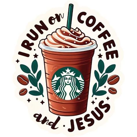 I run on Coffee and Jesus sticker Bookmark Inspiration, Quotes About Coffee, Coffee Wallpapers, Svg Prints, Coffee Sticker Design, Jesus And Coffee, Svg Shirts, Coffee Sublimation, Coffee And Jesus