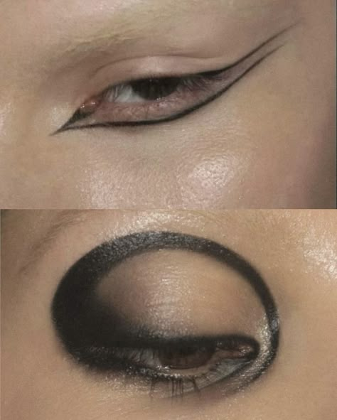 Weird Eyeliner, Geometric Eyeliner, Eyeliner Hooded Eyes, Eyeliner Hooded, Dark Fairy Makeup, Eyeliner Inspo, Dramatic Eyeliner, Maquillage On Fleek, Face Art Makeup