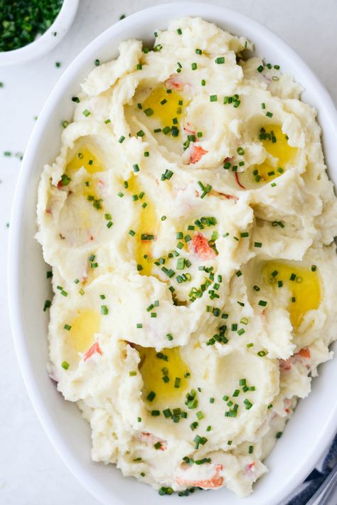 Lobster Mashed Potatoes l SimplyScratch.com #lobster #mashedpotatoes #recipe #holiday #datenight #mashed #creamy #potatoes Lobster Mashed Potatoes, Seafood Sides, Lobster Dishes, Sides Dishes, Mashed Potatoes Recipe, How To Cook Lobster, Lobster Recipes, Mashed Potato Recipes, Keto Side Dishes