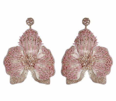 Orchid Earrings, Deepa Gurnani, Light Weight Jewelry, Handcrafted Accessories, Rainbow Earrings, Mild Steel, Rose Gold Jewelry, Metallic Thread, Handmade Fashion