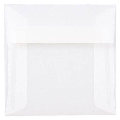 5"x5"  5x5 square vellum envelopes for plastic free CD storage    Bright White & Color Square Envelopes Booklet Invitation, Translucent Envelope, Vellum Envelope, How To Make An Envelope, Jam Paper, The Jam, Vellum Paper, Envelope Sizes, Invitation Envelopes