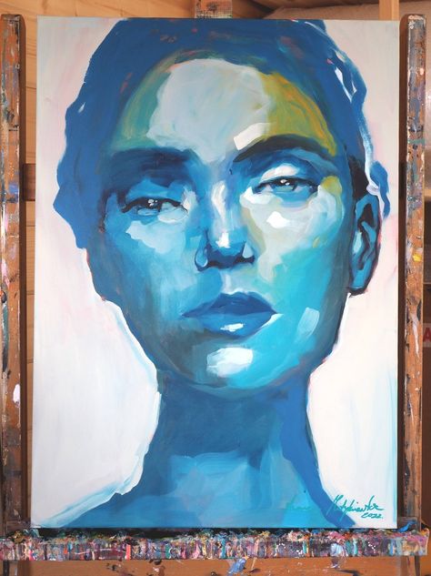 Human Painting, Self Portrait Art, Acrylic Portrait Painting, Oil Painting Woman, Old Portraits, Portraiture Painting, Blue Abstract Painting, Painting Art Lesson, Ad Art