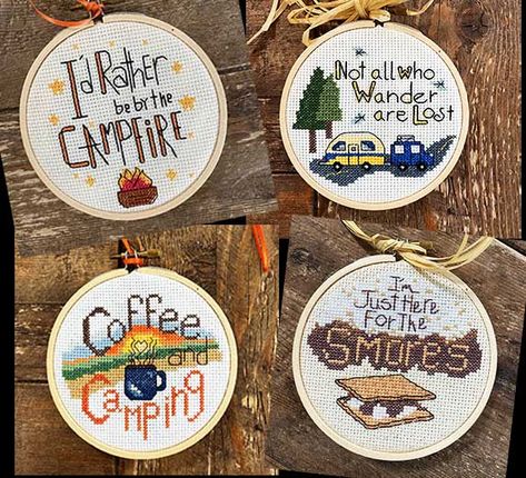 Camping Cross Stitch Patterns Free, Cross Stitch Camper, Camping Cross Stitch Patterns, Cross Stitch Camping, Design Camp, Free Embroidery, Camping Crafts, Cross Stitch Patterns Free, Free Cross Stitch