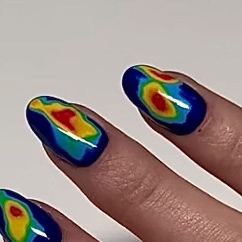 Womenswear on Instagram: "@aminachelloug - Thermal nails ☢️🧪 __________________ 📸Source: @aminachelloug _________________ Follow: @traffygirls Follow: @traffygirls" Heat Thermal Nails, Heat Sensor Nails, Heat Nails Designs, Tornado Nails Design, Thermal Nails Short, Volcano Nail Art, Vapor Wave Nails, Lava Lamp Nails Short, Heatmap Nails