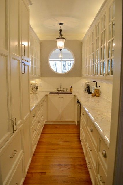 Butler Pantry - Transitional - Kitchen - Atlanta | Houzz Butler Pantry With Cabinets, Pantry With Stove And Sink, Pantry With Bay Window, Diy Butlers Pantry Stock Cabinets, Walk In Pantry With Closed Cabinets, Butlers Pantry Small Appliances, Working Pantry With Sink, Butlers Pantry With Refrigerator, Classic Butlers Pantry