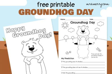 groundhog-day-coloring-pages-free-printable_mrs-merry Groundhog Day Worksheets, Preschool Groundhog, Groundhog Day Activities, Happy Groundhog Day, February Ideas, Improve Writing, Worksheets Preschool, Olivia Rose, Groundhog Day