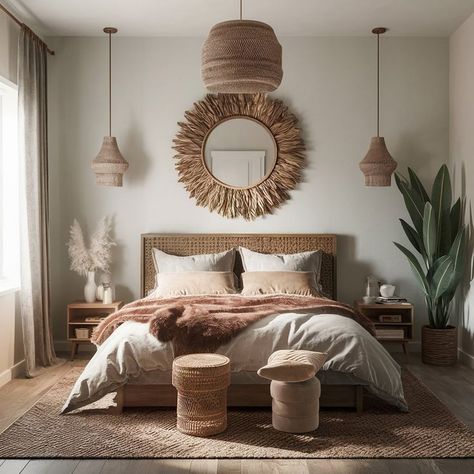 Luxe Boho Bedroom, Boho Hotel Room, Boohoo Bedroom, Elegant Boho Bedroom, Cozy Natural Bedroom, Ibiza Bedroom, Neutrals Bedroom, Boho Decor Ideas, Bedroom Decor For Women