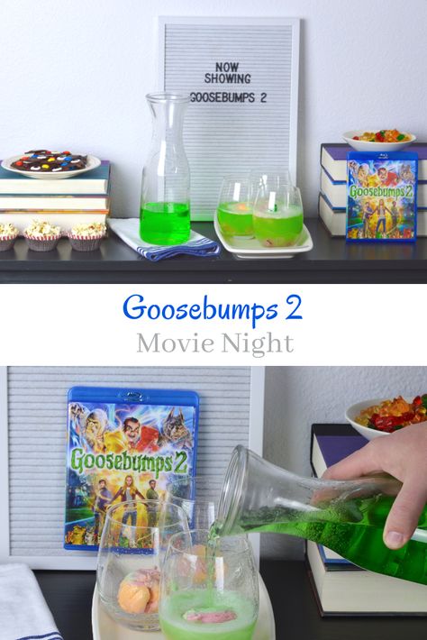 New Year = New Tradition of having a family movie night once a month with movie inspired food and drink! Goosebumps 2 is now available to purchase at Walmart #ad #Goosebumps2 #NewMovieNightTraditions #movienight Goosebumps Food Ideas, Movie Inspired Food, Goosebumps Movie Night, Goosebumps Dinner And A Movie, Goosebumps Show, Goosebumps Movie, Goosebumps 2, Goosebumps Film, Goosebumps Collection