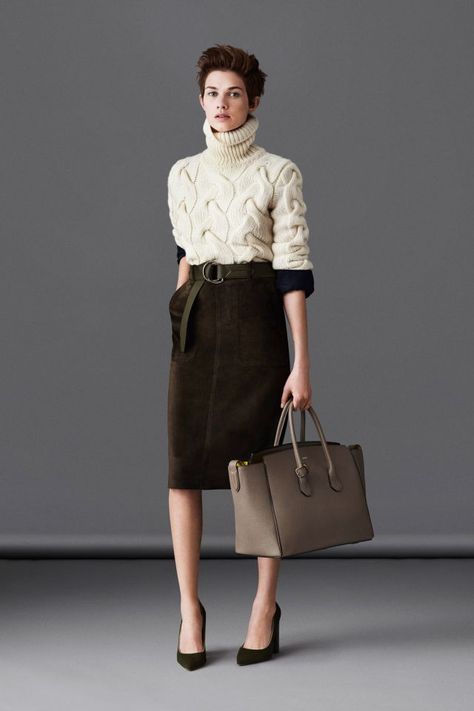 How To Wear Belts, Knitted Items, Quoi Porter, A Skirt, Knit Fashion, Fall 2014, Looks Vintage, Work Fashion, Womens Fashion Trends