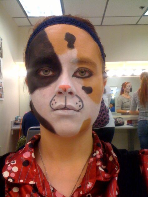 Make up 18- Animals ( calico cat ) Calico Cat Face Paint, Calico Cat Makeup, Calico Cat Hair Dye, Cat Face Makeup, July Makeup, 4th Of July Makeup, Cotton Candy Hair, Candy Hair, Theatrical Makeup