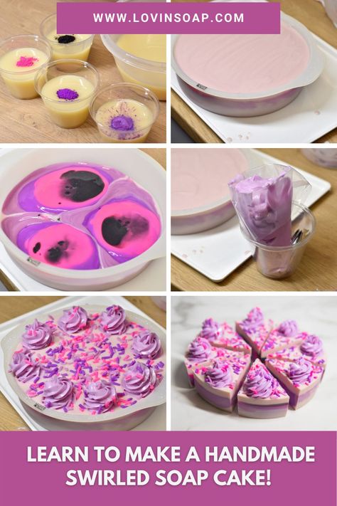 Cake With Piping, Soap Design Ideas, Purple Soap, Soap Berries, Cake Soap, Layered Soap, Soap Cake, Cold Process Soap Recipes, Make Soap