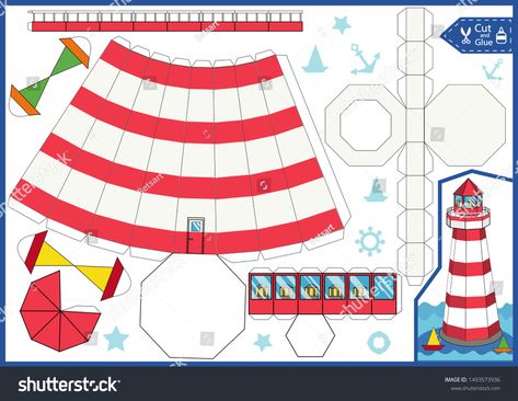 Light House Template Free Printable, Lighthouse Template Free Printable, Lighthouse Activities For Kids, Lighthouse Crafts For Kids, Lighthouse Template, Paper Lighthouse, Lighthouse Craft, Diy Lighthouse, Game Crafts