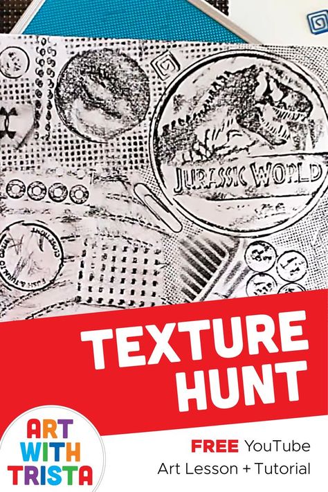 Go on a texture hunt around your house! Find small objects with textures. Fill your page with crayon rubbings of the textures you find. Crayon Rubbing, Activity Video, Hunting Art, Art Activity, Small Objects, Art Lessons Elementary, Elementary Art, Teaching Art, Art Activities