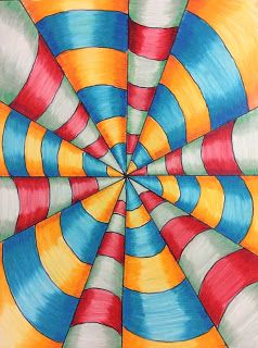 Op Art and Colored Pencil Tutorial - Art 1 Op Art Lessons, Opt Art, Classe D'art, Art Projects For Teens, Art Projects For Adults, Toddler Art Projects, 4th Grade Art, Optical Illusions Art, Elementary Art Projects