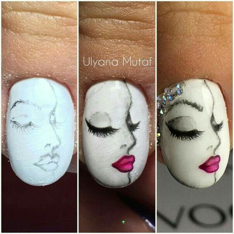 Nail Art Dessin, Face Nail Art, Nails Images, Unghie Nail Art, Nail Drawing, Latest Nail Trends, Nail Designs Tutorial, Nail Art Techniques, Art Face