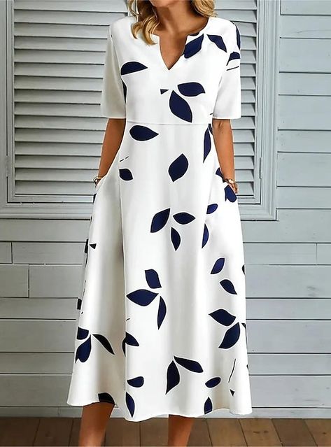 Chique Outfits, Casual Wear Women, Cotton Blends Dress, Midi Short Sleeve Dress, Print Dresses, Maxi Dresses Casual, Woven Dress, Types Of Dresses, Floral Maxi Dress