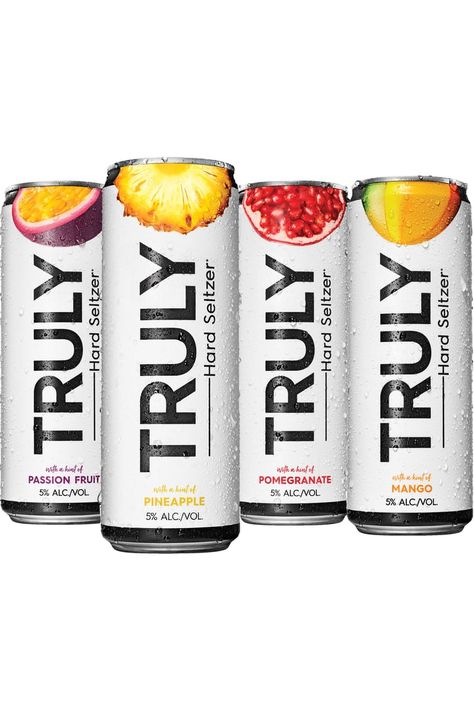 Truly Drink, Can Design Packaging, Truly Seltzer, Drink Branding, Healthy Food Packaging, Beer Pong Table Designs, Can Packaging, Healthy Energy Drinks, Juice Packaging