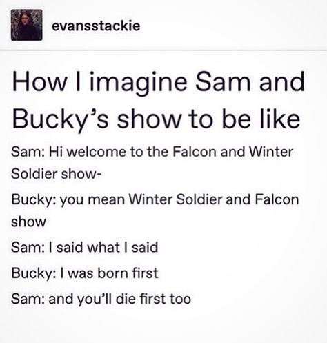 sambucky makes me so soft i can’t wait for their show ~ ~ ~ credit to ‘artofobsession’ on tumblr for the amazing drawing!! ~ credit to ALL… Falcon And The Winter Soldier, The Winter Soldier, Avengers Memes, Marvel Stuff, Marvel Funny, Marvel Fan, Marvel Memes, Marvel Dc Comics, Avengers Assemble