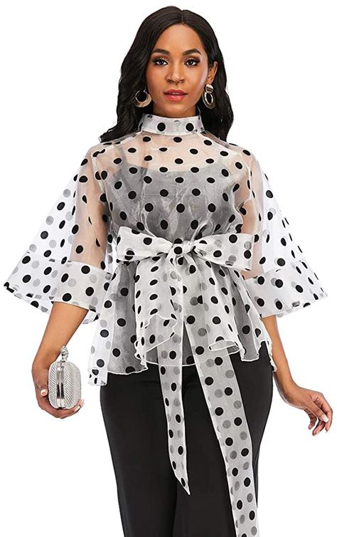 Organza Tops Blouses, Organza Tops, Organza Blouse, Organza Top, Classy Casual Outfits, Preppy Casual, Latest African Fashion Dresses, Peplum Blouse, Business Events