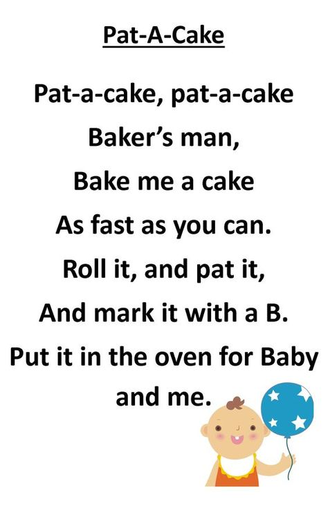 Patty Cake Nursery Rhyme, Rhyming Poems For Kids, Cake Song, Pat A Cake, Preschool Poems, Nursery Rhymes Poems, English Poems For Kids, Old Nursery Rhymes, Red Birthday Cake