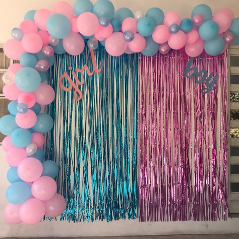 Home Made Baby Shower Decorations Simple, Gender Reveal Ideas Backdrop, Mom To Be Decoration Ideas, Gender Reveal Balloons Decorations, Gender Reveal Diy Decorations, Baby Shower Ideas At Home, Baby Shower Decorations At Home, Gender Reveal Ideas Decorations, Gender Reveal Backdrop Ideas