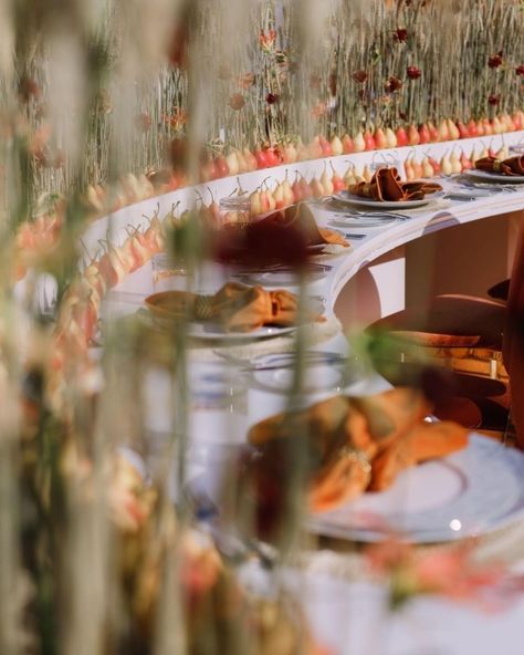 30 Fall-Inspired Event Design Ideas for Your Wedding Event Design Ideas, Antique Candelabras, Fall Produce, Aisle Markers, Orange Table, Mushroom Decor, Reception Table, Pampas Grass, Rustic Feel