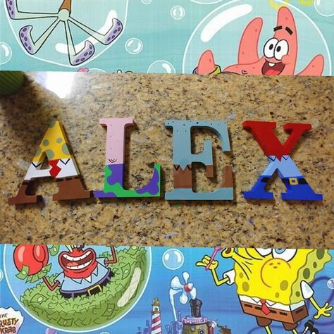 Spongebob Nursery Ideas, Spongebob Nursery, Spongebob Classroom, Spongebob Letters, Spongebob Font, Baby Spongebob, Letter Drawings, Spongebob Crafts, Birthday Spongebob