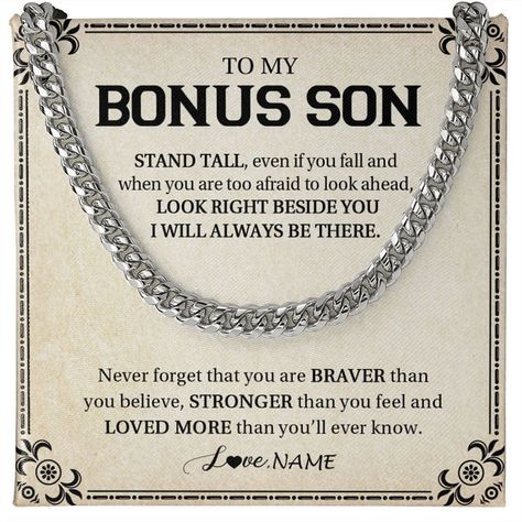 Bonus Son Gifts Wedding, Gifts For Step Kids At Wedding, Step Son Wedding Gift, Sons Quotes, Grandmother Christmas Gift, Son Necklace, Birthday Necklace Gift, Grandson Birthday, Bonus Mom