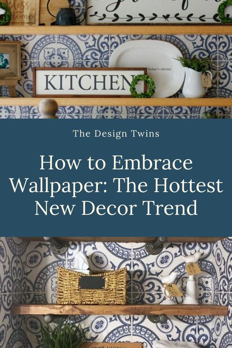 Wallpaper is back! But it’s a whole new breed, designed to create bold, dynamic spaces. Not only have styles and selection improved dramatically in recent years but the quality exists on a whole new level Production technology has elevated wallpaper products to tempting levels of realism and style. Let’s just say this is not your grandmother’s wallpaper! Pantry Interior, Coastal Style Kitchen, Kitchen Open Shelves, S Wallpaper, Update Cabinets, Open Concept Home, Wallpaper Accent Wall, Bunny Decor, Kitchen Nook