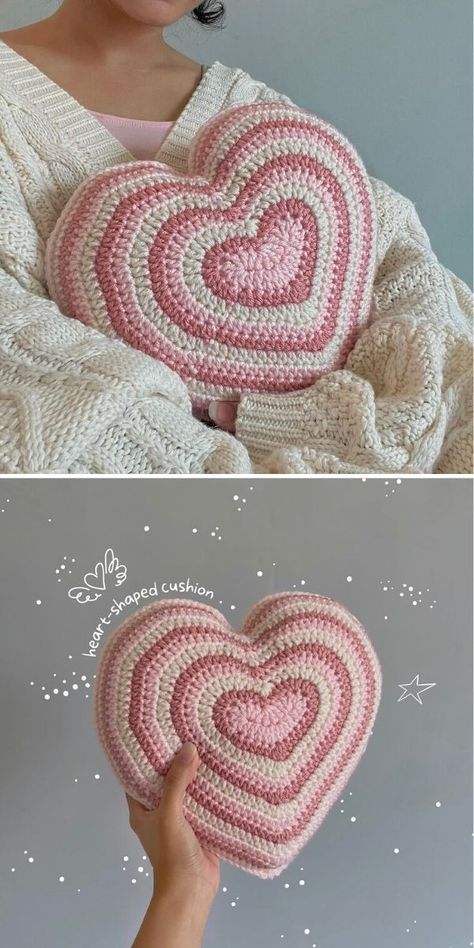 Heart-Themed Crochet Projects – Free Patterns Valentines Crochet Pillow Pattern, Free Heart Pillow Crochet Pattern, Free Pink Crochet Patterns, Crochet Projects For Valentines Day, Love Crochet Pattern Free, Crochet Patterns Free Pillow, Crochet Free Pillow Pattern, Crochet Fun Pillows, Heart Crochet Projects