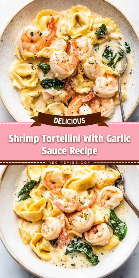 Craving a satisfying seafood dish? This Shrimp Tortellini with Garlic Sauce offers a delightful twist that’s both easy to make and full of flavor. Make sure to pin it for your upcoming dinner plans and enjoy a gourmet experience at home! Shrimp Alfredo With Tortellini, Cajun Shrimp Tortellini, Shrimp Pasta Ideas For Dinner, Shrimp And Tortellini Recipes Simple, Shrimp Tortellini With Garlic Sauce, Crab Tortellini Recipes, Tortellini Shrimp Recipes, Shrimp Boats Recipe, Shrimp Dinner Ideas Easy