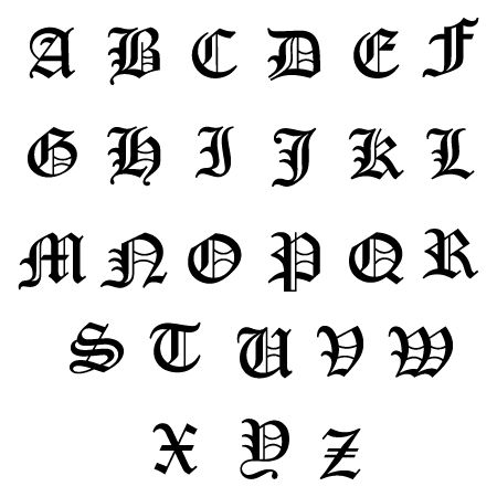 Cholo Tattoo, Tattoo Alphabet, Old English Alphabet, Tattoo Fonts Alphabet, Gothic Lettering, Gothic Font, Graffiti Lettering Fonts, Old English Font, Tattoo Lettering Fonts