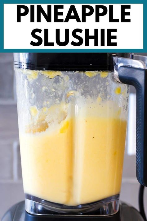 This pineapple slush is an incredibly refreshing healthy summer drink, perfect to help stay cool in hot summer temps. A healthy, family-friendly recipe, kids love it, adults love it (and yes, you can add some 21+ ingredients!) and it couldn't get simpler with just two ingredients. Add this to your summer drink rotation stat! Refreshing Summer Drinks Healthy, Pineapple Slush, Grape Popsicles, Grapefruit Smoothie, Healthy Summer Drinks, Slush Recipes, Pineapple Vodka, Sugar Free Fruits, Fruit Slush