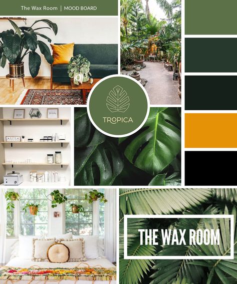 Tropical Mood Board, Tropical Interior Design, Interior Boho, Tropical Interior, Design Mood Board, Salon Suites, Brand Color Palette, Interior Design Mood Board, Mood Board Inspiration