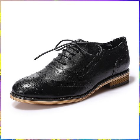 Mona flying Women's Leather Perforated Lace-up Oxfords Brogue Wingtip Derby Saddle Shoes for Girls ladis Women Leather Oxfords Women, Flat Oxford Shoes, Brogues Shoes, Leather Flats Women, Bowling Shoes, Oxford Brogues, Saddle Shoes, Oxfords Shoes, Oxford Flats