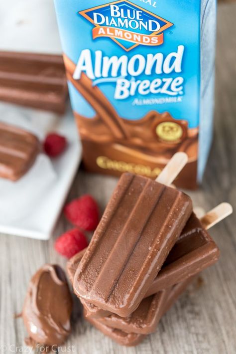 Super rich and chocolatey frozen fudge pops made with Almond Breeze. Homemade Popsicle Recipes, 2 Ingredient Fudge, Fudge Pops, Weight Watcher Desserts, Almond Breeze, Nutella Brownies, Ice Cream Pops, Homemade Popsicles, Low Carb Dessert