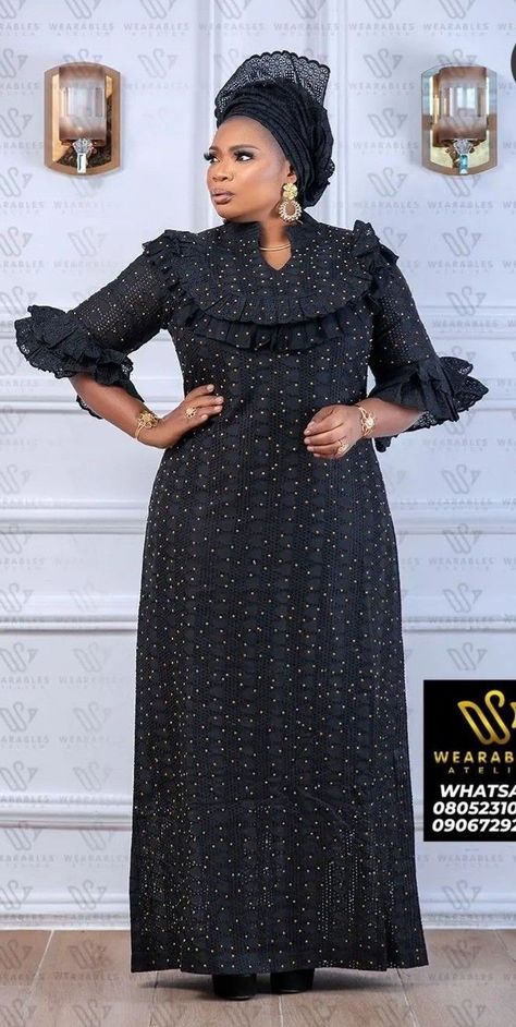 Wearable Atelier, Women Gown, Lace Dress Classy, Boubou Styles For Women, Kaftan Styles, Nigerian Lace Styles Dress, African Attire Dresses, Black Range, Long African Dresses