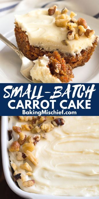 Carrot Cake Recipe 8x8 Pan, Personal Carrot Cake, Dessert With Cream Cheese Frosting, Small Batch Biscuit Recipe Easy, Desserts For Two Easy Quick, Carrot Cake With Cream Cheese Frosting, Six Inch Cakes, Snack Cake Recipes 8x8, Food For Two People