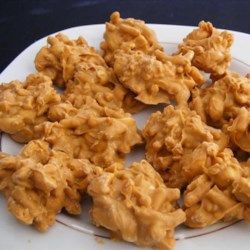 Peanut Butter Shoestring Haystacks - Allrecipes.com Haystacks Recipe With Potato Sticks, Peanut Butter Haystacks Recipe, Shoestring Potatoes, Haystacks Recipe, Potato Sticks, Holiday Favorite Recipes, Butterscotch Chips, Peanut Butter Cookies, No Bake Cookies