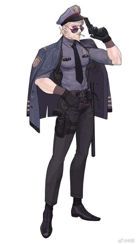 Police Art, Police Outfit, Man Character, Comic Movies, Character Design Male, Art Poses, Male Art, Police Officer, Aesthetic Anime