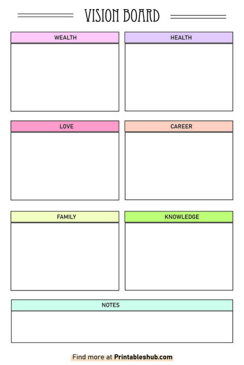 Free Printable Blank Vision Board Template PDF Printable Vision Board Template, Free Vision Board Template, Free Vision Board, Vision Board Printables, Vision Board Template, Power Of Manifestation, Set Intentions, Board Template, Self Discovery