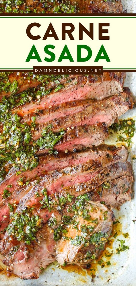 Learn how to cook Carne Asada! It's a must try summer grilling recipe. Thanks to an easy marinade, the flank steak comes out tender, juicy, and flavorful. Perfect for your Father's Day grilling! Avocado Salsa Verde, Carne Asada Recipes, Marinated Flank Steak, Flank Steak Recipes, Grilled Dinner, Summer Grilling Recipes, Grilled Beef, Avocado Salsa, Family Feast