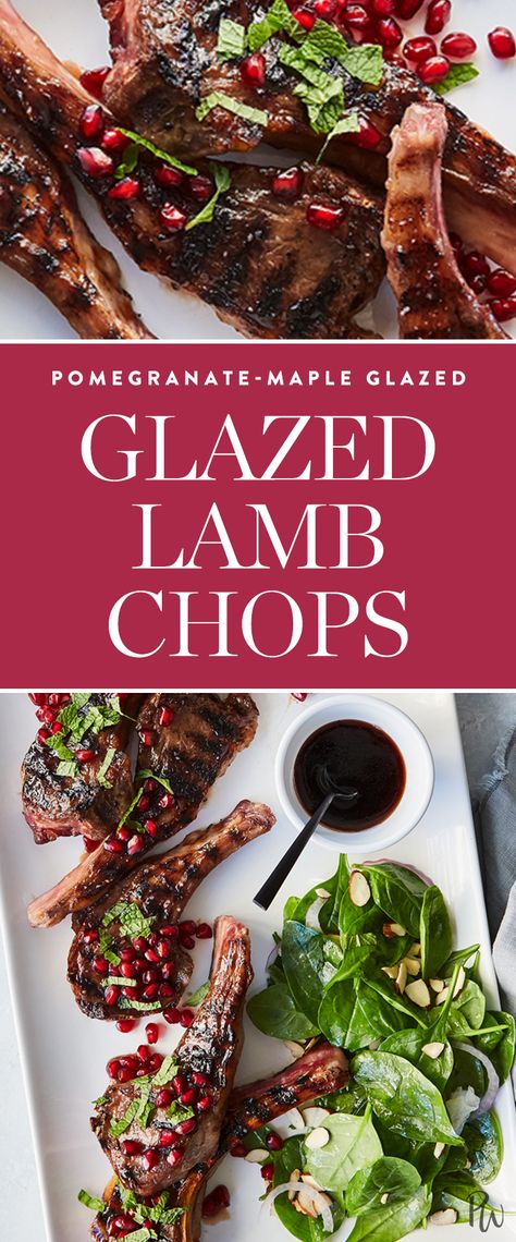 Party Food Meat, Glazed Lamb Chops, Pomegranate Lamb, Entertaining Christmas, Christmas Lamb, Pomegranate Recipes, Holiday Meat Recipes, Recipes Meat, Lamb Chop Recipes