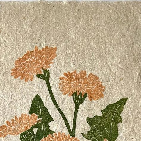 Danielle Lee Art • Printmaker on Instagram: "Dandelions are coming back to the shop on 4/13 at 12pm ET!!!! 🥹🌼💛 • • • • • �• • • #etsyartists #printmaking #inkstagram #blockprinting #dandelion #dandelions #flowerart #floralprint" Dandelion Block Print, Dandelion Illustration, Dandelion Print, Block Printing, Natural Dye, Natural Dyes, Printmaking, Block Print, Flower Art