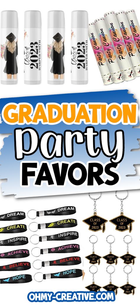 This list of Graduation Party Favors is perfect for your grad! When it comes to perfect Graduation Party Ideas, add these to your list. Graduation Party Favors For Guests Ideas, High School Graduation Party Favor Ideas, Cute Graduation Party Favors, Graduation Party Favor Ideas, Graduation Party Favors For Guests, Party Favor Graduation, Graduation Giveaways Party Favors, High School Graduation Party Favors, Graduation Party Appetizers