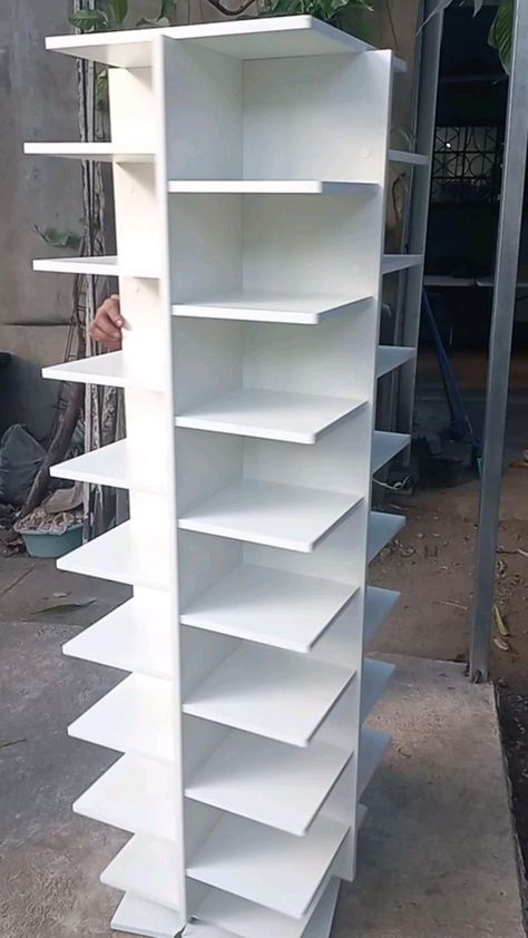 Shoe Rack Ideas Bedroom, Diy Shoe Organizer, Shoes Storage Ideas, Shoe Rack Design, Wardrobe Unit, Shoe Rack Ideas, Rotating Shoe Rack, Store Shelves Design, Tv Unit Furniture Design