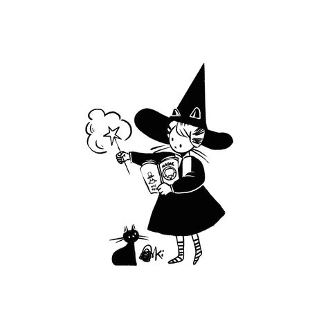 news on agatha the witch, she is learning how to use the wand. swish and flick #blackandwhite #procreate #illustration #instaart #drawing #doodle #creative #art #artist #drawing #artwork #bnw #witch #cat #fantasy Witch Doodles Easy, Witch Wand Drawing, Easy Witch Drawing, Cute Witch Drawing, Cute Witch Illustration, Witch Doodles, Witch Drawings, Witchy Doodles, Witch Sketch