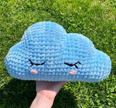 Blue Cloud Crochet Plush, Cute Chenille Clouds, Chunky Cloud Plush, 2 Shades of Blue Crochet toys patterns free amigurumi #crochettoyspatternsfreeamigurumi #crochet #crochettoy #crochetpattern #crochetpatterns 1.512 Blue Crochet Plushies, Crochet Cloud Pattern Free, Plush Amigurumi Free Pattern, Knit Plushies, Toys Quotes, Cloud Crochet, Chunky Yarn Crochet, Crochet Pillow Patterns Free, Knit Top Patterns