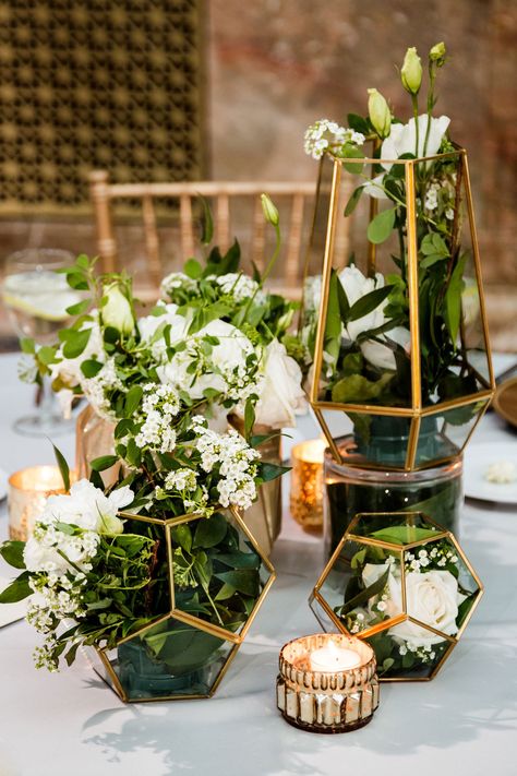 Terrarium Wedding Centerpiece, Gold Terrarium, Geometric Centerpiece, Terrarium Centerpiece, Terrarium Wedding, Bar Mitzva, Dinner Decor, Wedding Greenery, Library Wedding